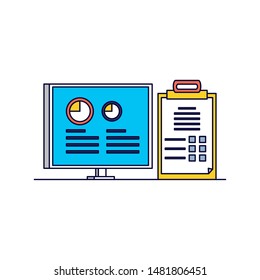 computer display of industrial plant with checklist