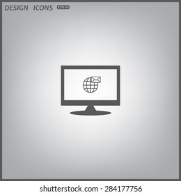 computer display. Internet e-mai, envelope lette, Globe. icon. vector design