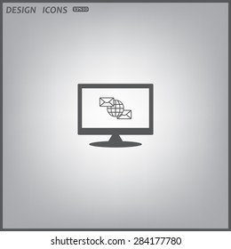 computer display. Internet e-mai, envelope lette, Globe. icon. vector design