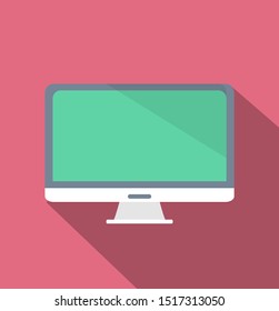 Computer display isolated on red background Screen computer monitor Vector illustration