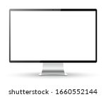 Computer display isolated on white. Realistic screen monitor Vector illustration
