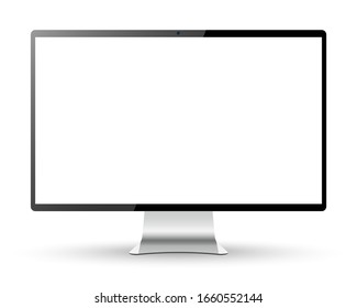 Computer display isolated on white. Realistic screen monitor Vector illustration