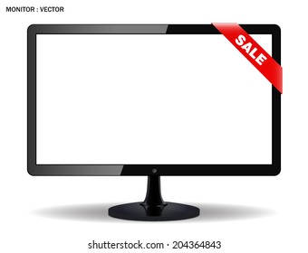 Computer display isolated on white. Vector eps10 