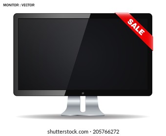 Computer display isolated on white. Vector eps10 