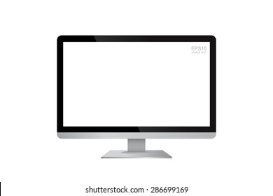 Computer display isolated on white background with area for copy space - Vector illustration