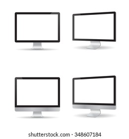 Computer display isolated on white . Set Vector illustration eps10