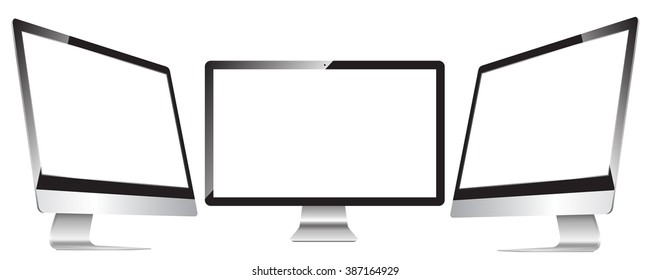 Computer display isolated on white. Vector eps10