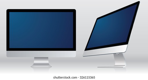 Computer display isolated on white-gray. Vector eps10