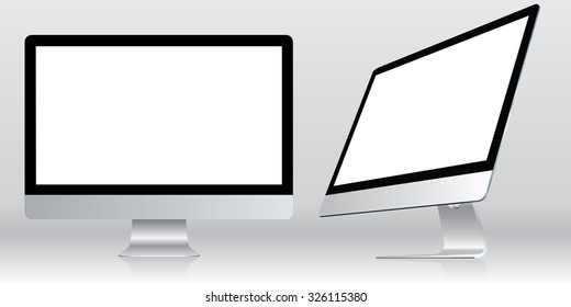 Computer display isolated on white-gray. Vector eps10