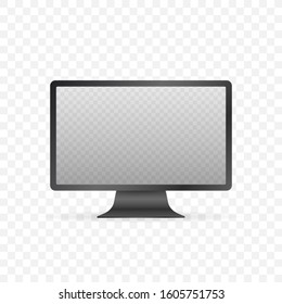 Computer display isolated in realistic design on white background. Vector stock illustration.