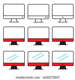 Computer display isolated in realistic design on white background. Modern flat screen computer monitor
