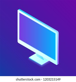 Computer Display. Isometric Computer Display. Screen computer desktop. Created For Mobile, Web, Decor, Print Products, Application. Perfect for web design, banner and presentation. Vector Illustration