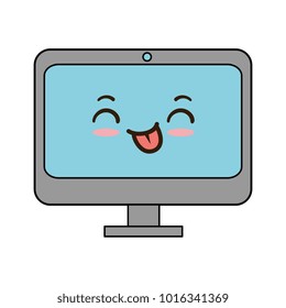 computer display kawaii character