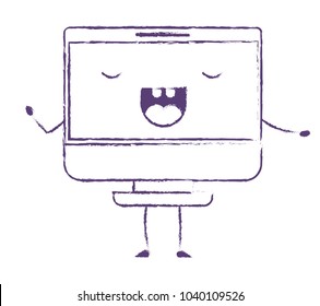 computer display kawaii character