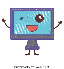 computer display kawaii character