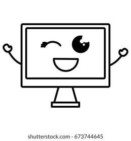 computer display kawaii character