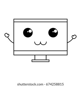 computer display kawaii character