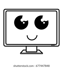 computer display kawaii character