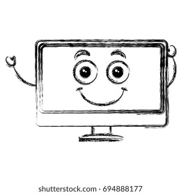 computer display kawaii character