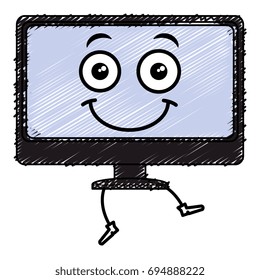 computer display kawaii character