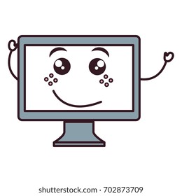 computer display kawaii character