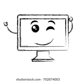 computer display kawaii character