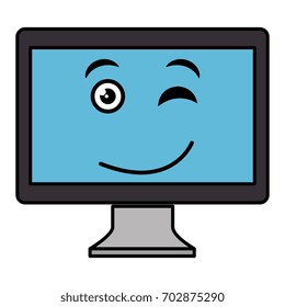 computer display kawaii character