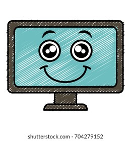 computer display kawaii character