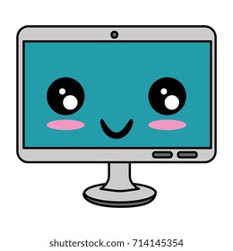 computer display kawaii character