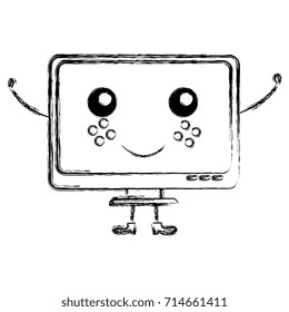 computer display kawaii character
