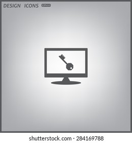 computer display. key. icon. vector design