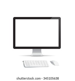 Computer display with keyboard mouse wireless  isolated  background   . Vector eps10