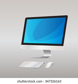 Computer display with keyboard mouse wireless  isolated  background   . Vector eps10