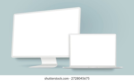 Computer display with laptop clay mockup