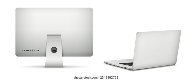 Computer display with laptop rear view