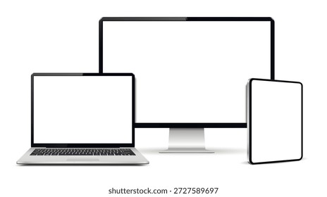 Pantalla de la computadora con maqueta de pantalla en blanco para computadora portátil y tableta