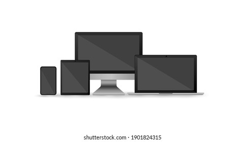 Computer display. A laptop. The tablet. Smartphone. Phone. Modern technology and gadgets. Vector