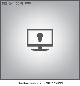 computer display. LED lamp controlled via wi-fi network. icon. vector design