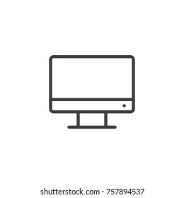 Computer display line icon, outline vector sign, linear style pictogram isolated on white. tv television monitor symbol, logo illustration. Editable stroke