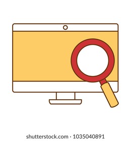 computer display with magnifying glass
