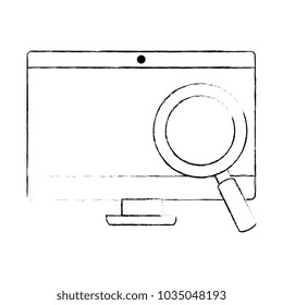 computer display with magnifying glass