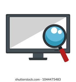 computer display with magnifying glass