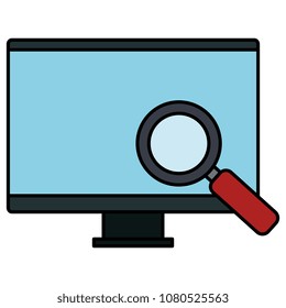 computer display with magnifying glass