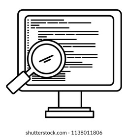 computer display with magnifying glass
