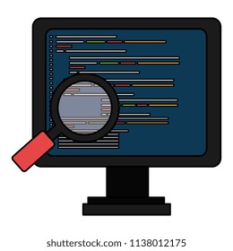 computer display with magnifying glass
