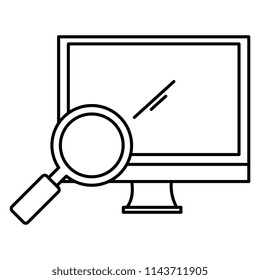 computer display with magnifying glass