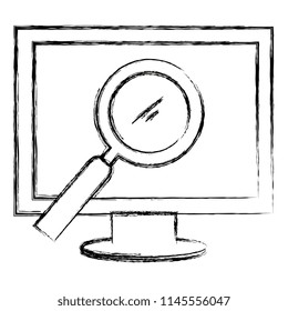 computer display with magnifying glass