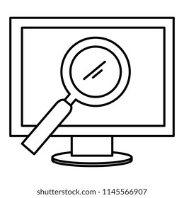 computer display with magnifying glass