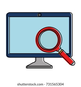 computer display with magnifying glass