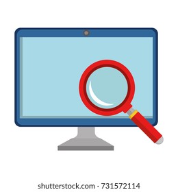 computer display with magnifying glass
